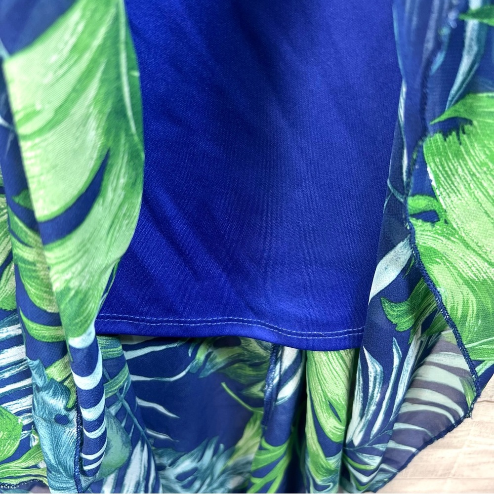 Rabbit Rabbit Rabbit Tropical Flowy V-Neck Asymmetrical Dress Vacation Size 18 - Picture 7 of 10